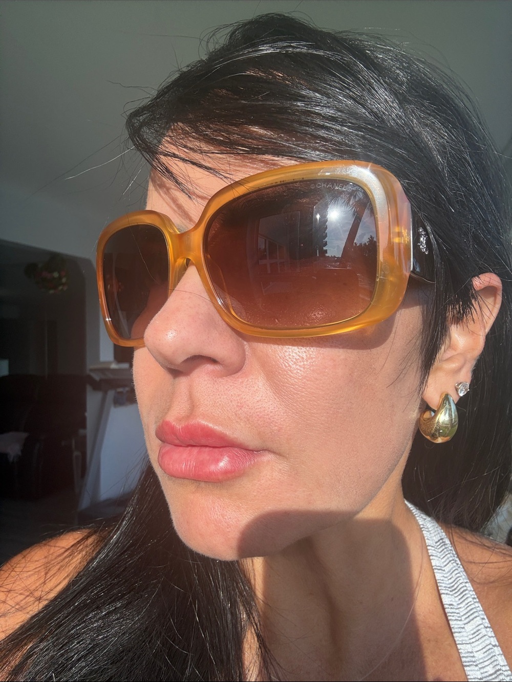 CHANEL Amber/Tortoiseshell Oversized Square Sunglasses